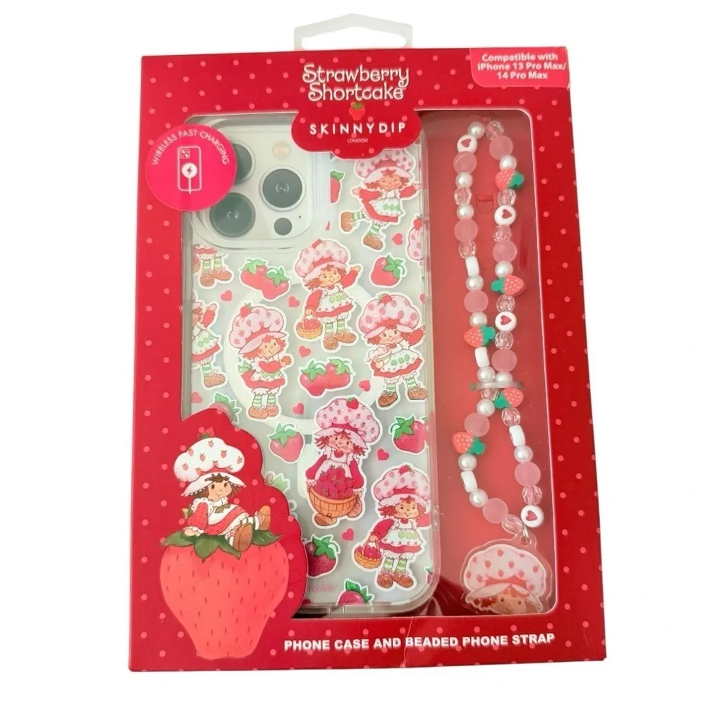 SKINNY DIP LONDON Strawberry Shortcake iPhone 13/14 Pro Max Case & Beaded Strap